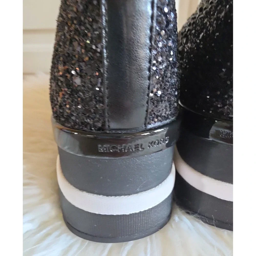 Michael Kors Black Skyler Stretch-Knit‎ Bootie Sock Crystal Embellishments -8.5M